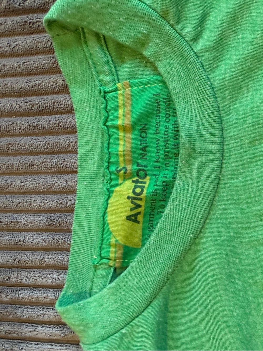 Aviator Nation Green Short Sleeve Tee with Rainbow Patch - Picture 2 of 2